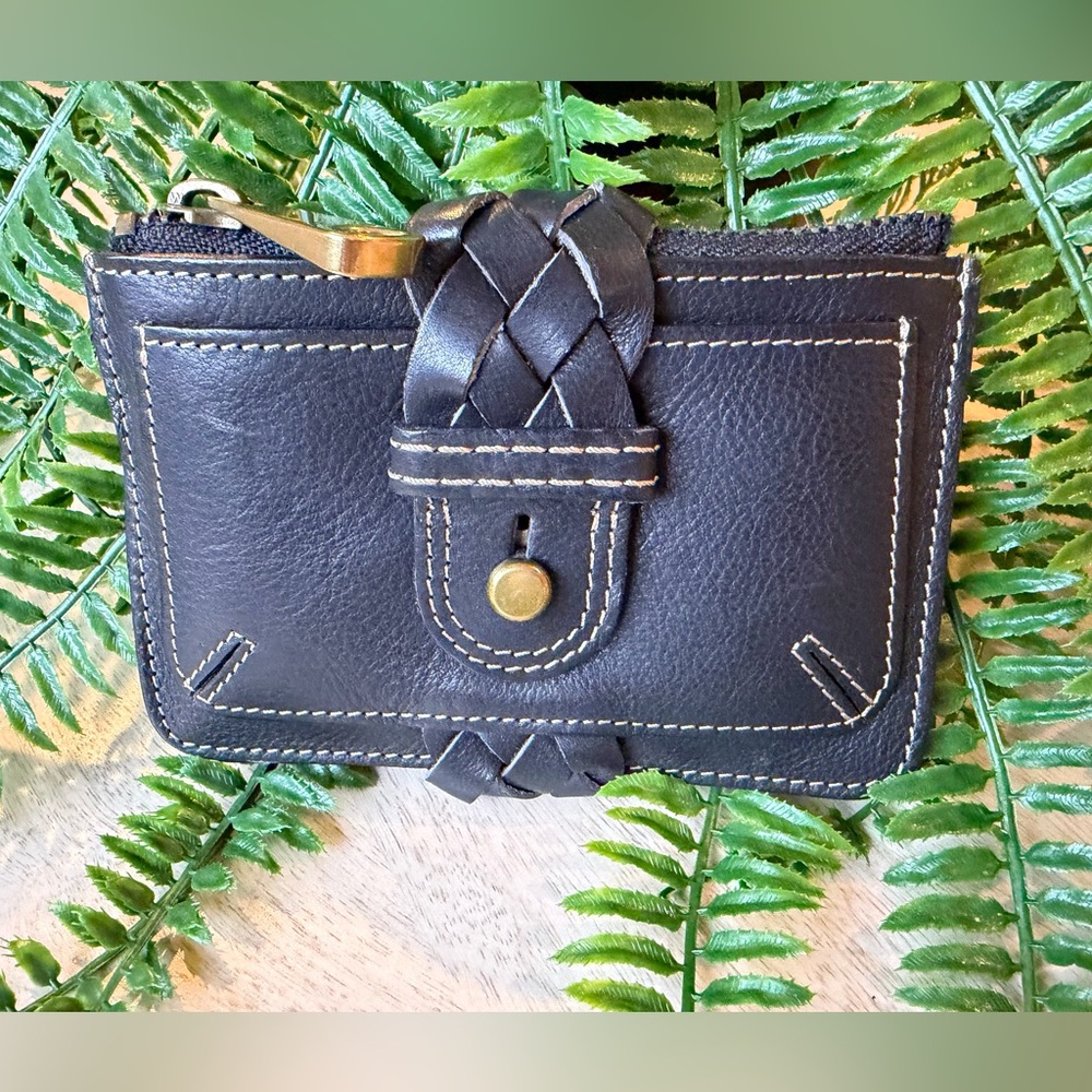 Fossil Black Leather New zip coin purse wallet